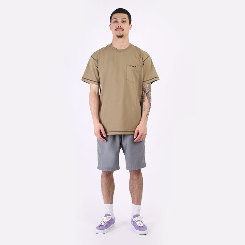 мужская бежевая футболка Carhartt WIP S/S Nazka Pocked T-Shirt I029597-tanami/blk - цена, описание, фото 6